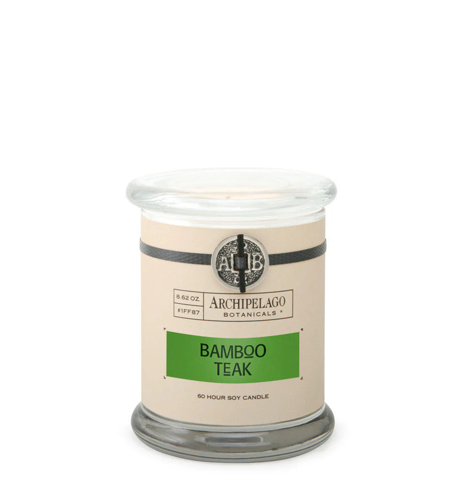 Bamboo Teak Glass Jar Candle
